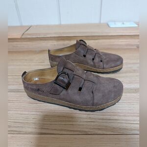 Haflinger Brown Leather Fisherman‎ Clog Comfort